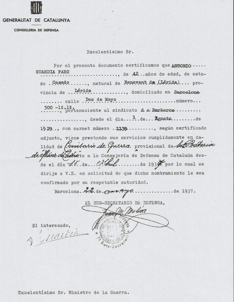 documento solicitud bateria alvarez de castro hechos de mayo 1937