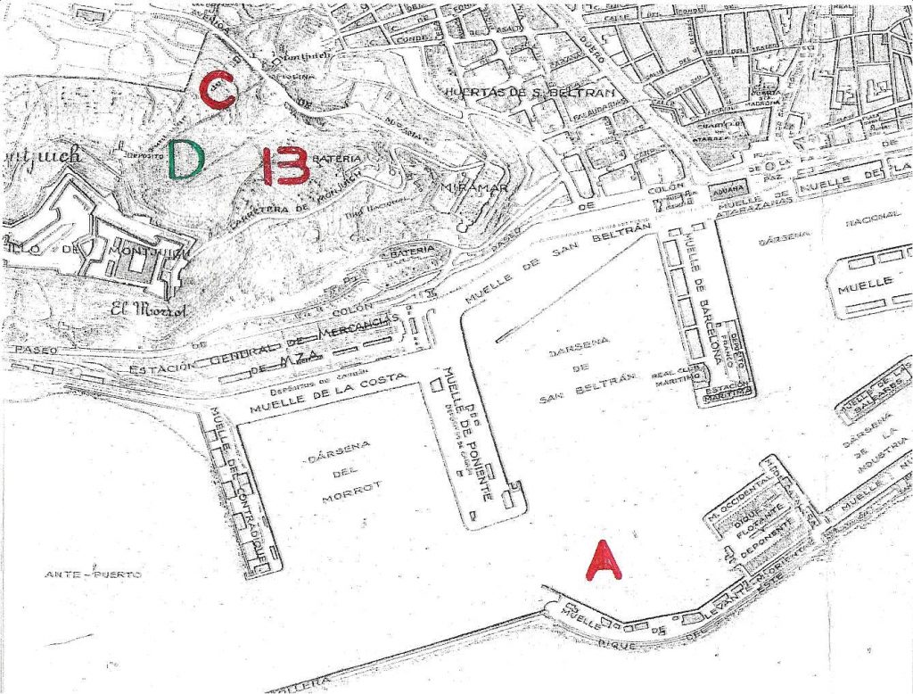 mapa bombardeo barcelona eugenio di savoia