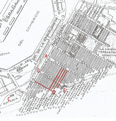 mapa calles barcelona bombardeo